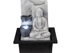 Globo Zimmerbrunnen^LED-Brunnen Albert Kunststoff Grau