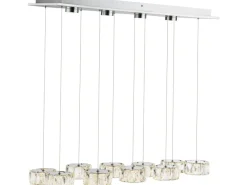 Globo Deckenplatten^LED-Pendelleuchte Amur Chrom 14-flammig