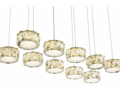 Globo Deckenplatten^LED-Pendelleuchte Amur Chrom 14-flammig