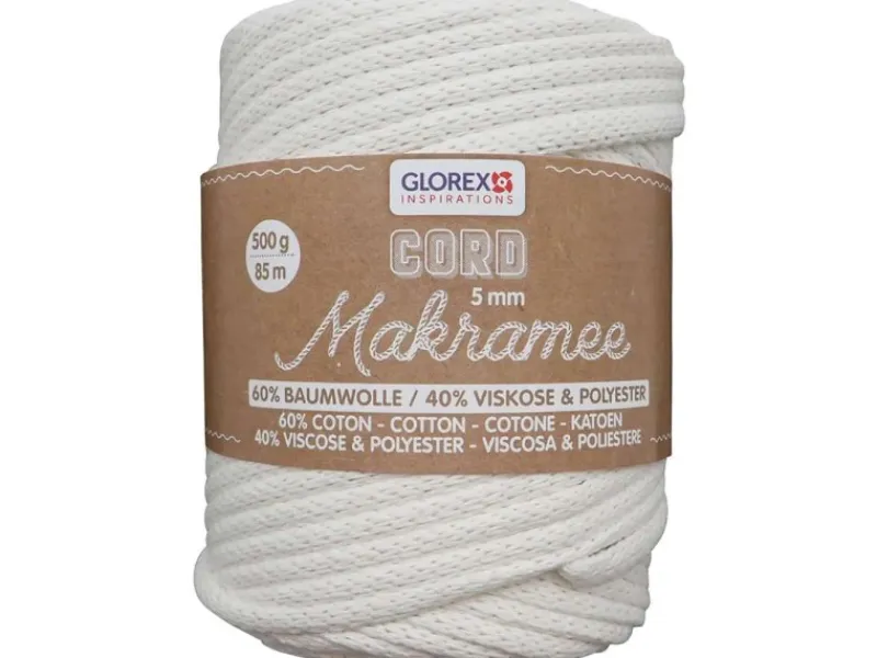 Künstlerzubehör^Glorex Makramee Cord 5 mm 500 g Gewebt