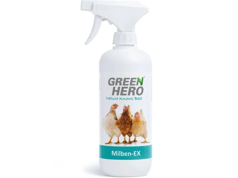 GreenHero Kleintierbedarf^Milben-Ex Milbenspray für Hühner - aus Palmarosa Blättern