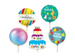 Happy People Mini Folienballon Happy Birthday 5-fach Sortiert Mehrfarbig