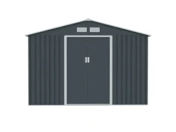 HATTORO S300 Metall Gerätehaus mit Bodenrahmen 12,5 m³ Satteldach Dunkel