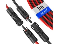 hb-digital Leitern^2x 1m Solarkabel 4mm2 mit Solar Stecker Schwarz/Rot