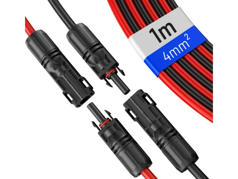 hb-digital Leitern^2x 1m Solarkabel 4mm2 mit Solar Stecker Schwarz/Rot