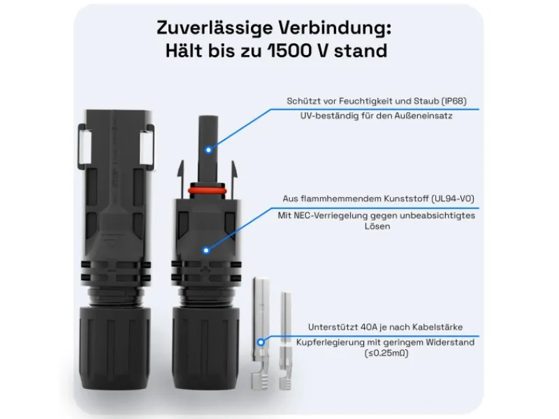 hb-digital Leitern^2x 1m Solarkabel 4mm2 mit Solar Stecker Schwarz/Rot