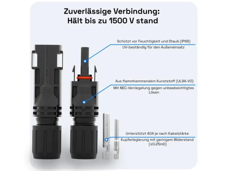 hb-digital 2x 10m Solarkabel 4mm2 mit Solar Stecker Schwarz/Rot