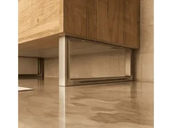 Klarlacke^HEVVA Möbelbein GRAZ 15 cm Hoch 30 cm Tief 1 Stück Rohstahl-Klarlack