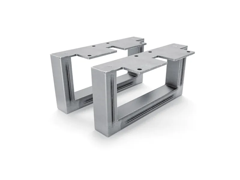 Klarlacke^HEVVA Möbelfüße GRAZ 10 cm Hoch 20 cm Tief 2er Set Rohstahl-Klarlack