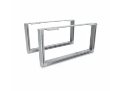 Klarlacke^HEVVA Möbelfüße GRAZ 20 cm Hoch 40 cm Tief 2er Set Rohstahl-Klarlack