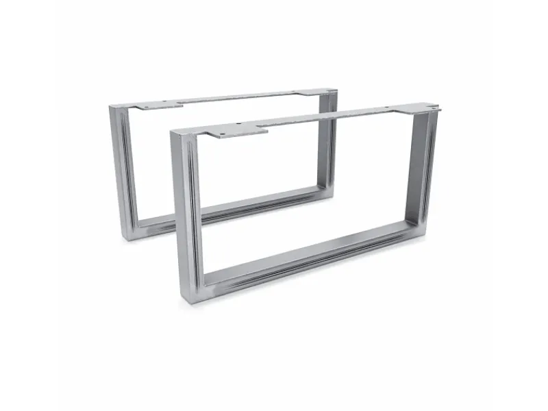 Klarlacke^HEVVA Möbelfüße GRAZ 20 cm Hoch 40 cm Tief 2er Set Rohstahl-Klarlack