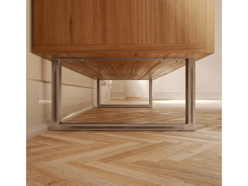 Klarlacke^HEVVA Möbelfüße GRAZ 20 cm Hoch 40 cm Tief 2er Set Rohstahl-Klarlack