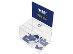 Vitrinen^HMF 46913 Acryl Spendenbox Abschließbar 215 x 16 x 16 cm DIN A5 Blatteinschub Transparent