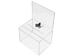 Vitrinen^HMF 46913 Acryl Spendenbox Abschließbar 215 x 16 x 16 cm DIN A5 Blatteinschub Transparent