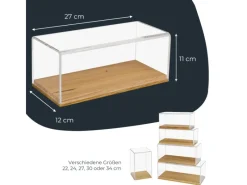 Vitrinen^HMF 46872 Acryl Vitrine Schaukasten mit Holzsockel für Modellautos 27 x 12 x 11 cm Transparent