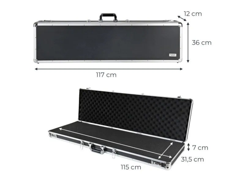 Aufbewahrung^HMF 14405-02 Alu Koffer Rasterschaumstoff 117 x 36 x 12 cm Schwarz