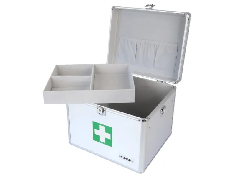 Aufbewahrung^HMF 14702-09 Alu Medizinkoffer Erste Hilfe Koffer Tragegriff 30 x 25 x 25 cm