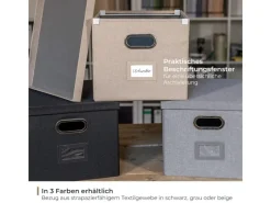 Aufbewahrung^HMF 250473-12 Aufbewahrungsbox Deckel DIN A4 Hängeregister Kallax 33 x 37 x 28 cm