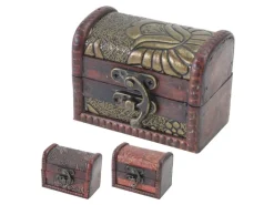 Aufbewahrung^HMF 6415-108 Schatztruhe 3er Set Schatzkiste Holzkiste Ringbox 8 x 5 x 6 cm Hochzeitsgeschenk