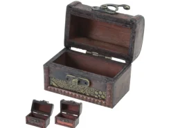 Aufbewahrung^HMF 6415-108 Schatztruhe 3er Set Schatzkiste Holzkiste Ringbox 8 x 5 x 6 cm Hochzeitsgeschenk