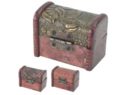 Aufbewahrung^HMF 6415-108 Schatztruhe 3er Set Schatzkiste Holzkiste Ringbox 8 x 5 x 6 cm Hochzeitsgeschenk