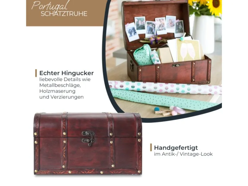 Aufbewahrung^HMF 6406-135 Schatztruhe Holz 35 x 25 x 20 cm Portugal