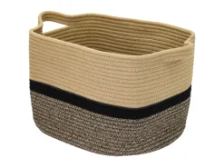 HMF Aufbewahrungskorb Griffen Korb Baumwolle 36 x 30 x 25 cm Schwarz-Honig