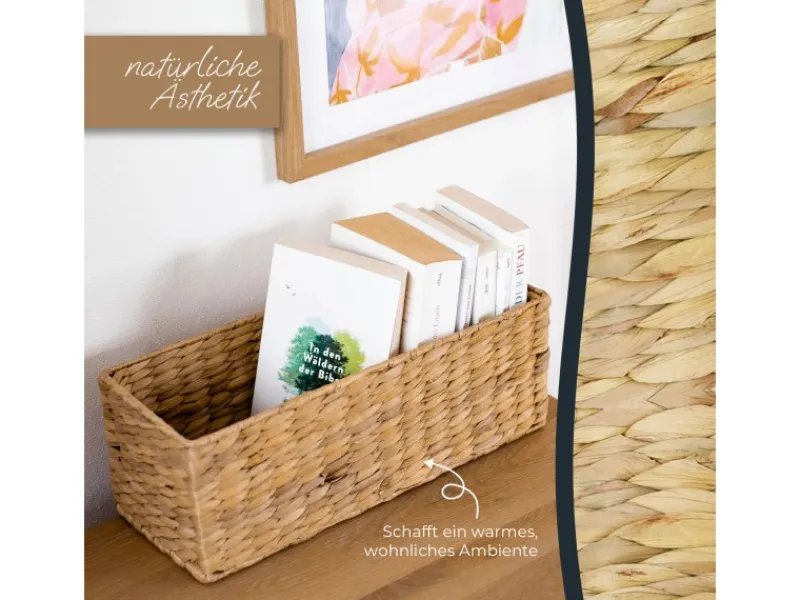 Aufbewahrung^HMF Aufbewahrungskorb Badezimmer Korb Geflochten Wasserhyazinthe Seegras 38 x 15 x 14 cm 2er Set