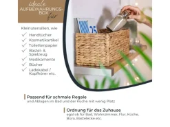 Aufbewahrung^HMF Aufbewahrungskorb Badezimmer Korb Geflochten Wasserhyazinthe Seegras 38 x 15 x 14 cm 2er Set