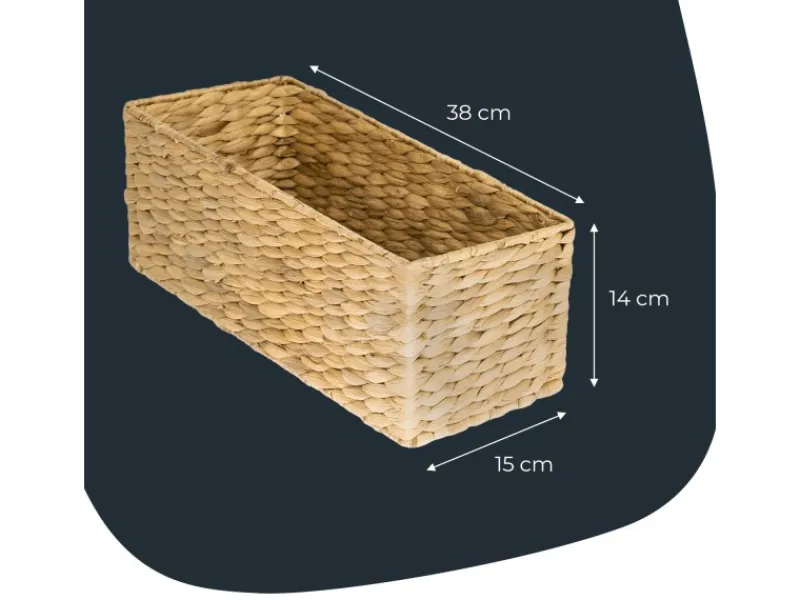 Aufbewahrung^HMF Aufbewahrungskorb Badezimmer Korb Geflochten Wasserhyazinthe Seegras 38 x 15 x 14 cm 2er Set