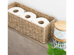 Aufbewahrung^HMF Aufbewahrungskorb Badezimmer Korb Geflochten Seegras 38 x 15 x 14 cm