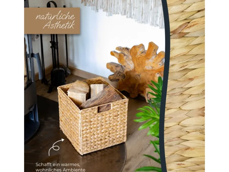 Aufbewahrung^HMF Aufbewahrungskorb Korb Geflochten Wasserhyazinthe Seegras Kallax 32 x 34 x 32 cm 4er Set