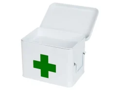 HMF 1771-21CM-01 Hausapotheke Metall Medikamenten Aufbewahrung 23 x 17 x 16 cm Weiß