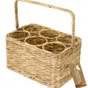 Aufbewahrung^HMF Flaschenträger 6 Flaschen Flaschenkorb Geflochten Wasserhyazinthe 32 x 22 x 18 cm