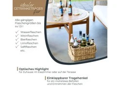 Aufbewahrung^HMF Flaschenträger 6 Flaschen Flaschenkorb Geflochten Wasserhyazinthe 32 x 22 x 18 cm