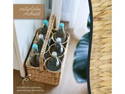 Aufbewahrung^HMF Flaschenträger 6 Flaschen Flaschenkorb Geflochten Wasserhyazinthe 32 x 22 x 18 cm