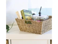 Aufbewahrung^HMF Geschenkkorb Leer Aufbewahrungskorb Geflochten Seegras RechtEckig 30 x 30 x 12 cm