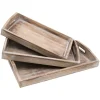 Tischdecken^HMF VTA101-S3 Deko Tablett Holz Vintage Design 3er Set Versch. Größen Shabby Chic Klassik