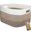 Aufbewahrung^HMF XXL Wäschekorb Baumwolle Eckiger Aufbewahrungskorb Griffen 55 x 43 x 30 cm Weiß-Braun