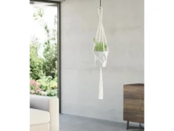 Regal Weiß^Hängeampel Makramee Ø 15 cm x 80 cm Weiß