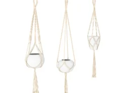 Regal Weiß^Hängeampel Makramee Ø 15 cm x 80 cm Weiß