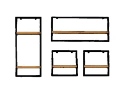 holz4home Schweberegale^4 Teiliges Wandregale in Schwarz Gerahmt von Natur ohne Baumkante