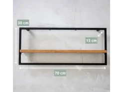 holz4home Schweberegale^4 Teiliges Wandregale in Schwarz Gerahmt von Natur ohne Baumkante