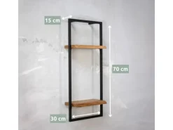 holz4home Schweberegale|Holzregale^4 Teiliges Wandregale in Schwarz Gerahmt von Natur mit Baumkante