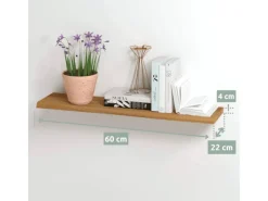 holz4home Schweberegale^Schwebendes Wandregal aus Eiche 60cm mit Baumkante Natur