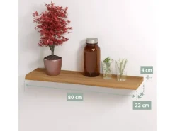 holz4home Regale Massivholz^Schwebendes Wandregal aus Eiche 80cm mit Baumkante Natur