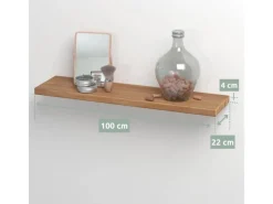 holz4home Regale Massivholz|Sideboards^Schwebendes Wandregal aus Eiche 100cm Ohne Baumkante Natur