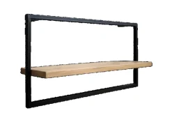 holz4home Schweberegale^Wandregal Long in Schwarz Gerahmt von Hellgrau ohne Baumkante