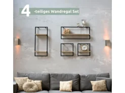 holz4home Wandregal mit Rahmen MDF Sonoma 4 Teiliges Set