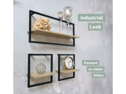 holz4home Wandregal mit Rahmen MDF Sonoma 4 Teiliges Set